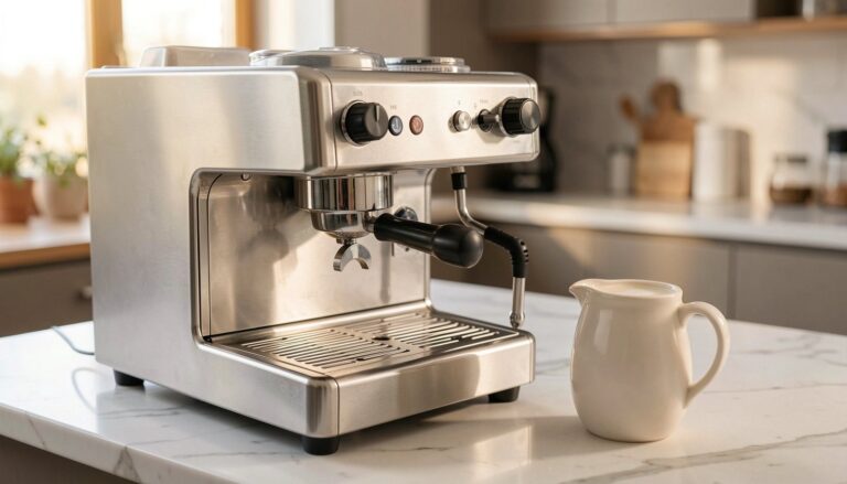A professional espresso machine with a steam wand for making the best coffee.
